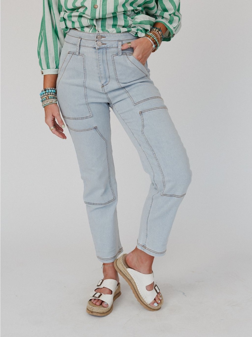 Three Bird Nest Straight Arrow Cargo Jeans